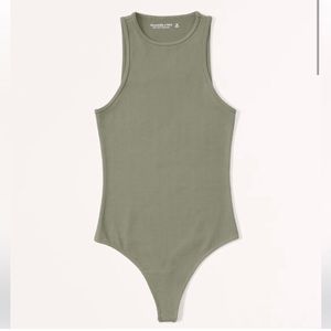 Abercrombie high neck soft af ribbed green bodysuit